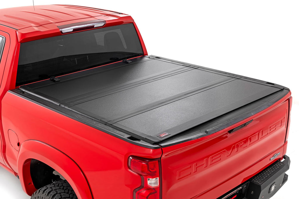 Hard Tri-Fold Flip Up Bed Cover | 5'10" Bed | Chevy/GMC Sierra/Silverado 1500 (19-25) 