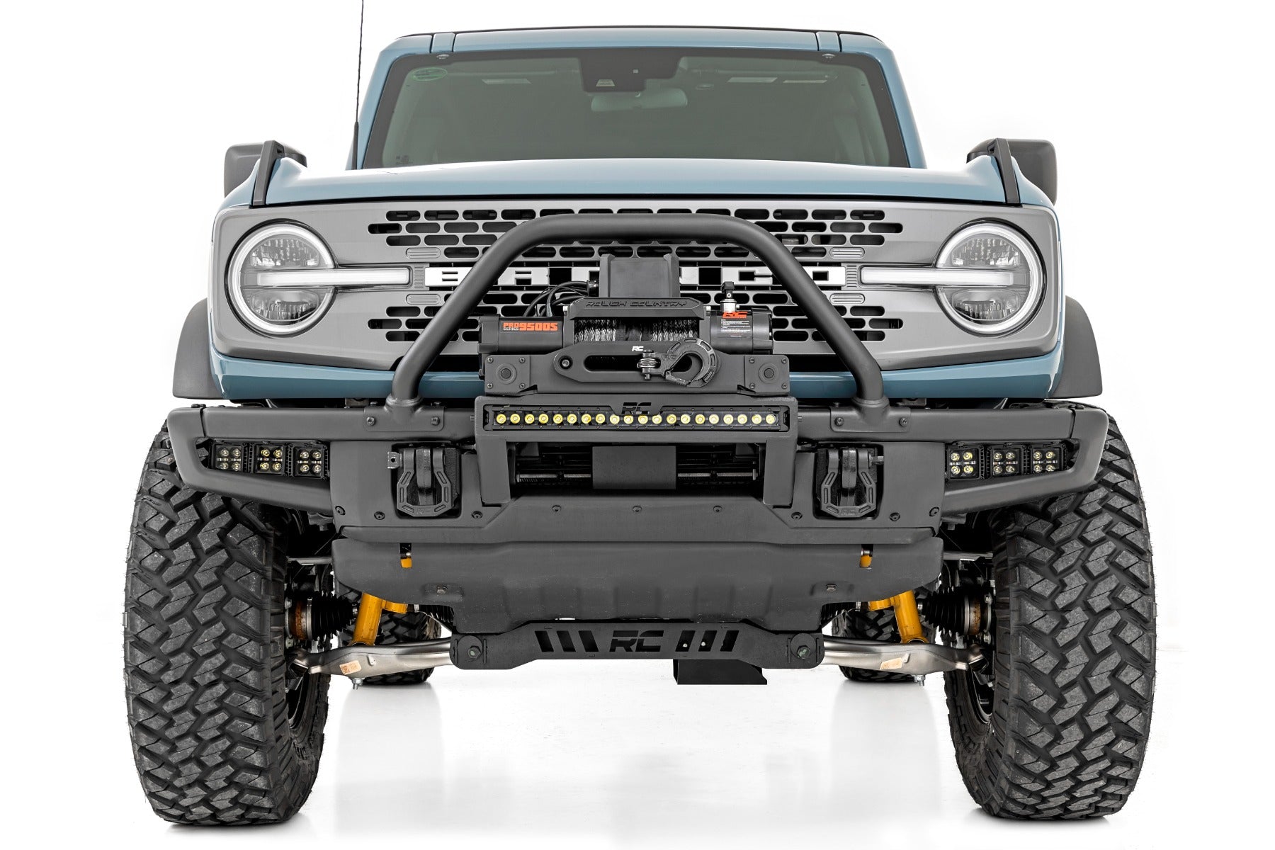High Winch Mount | All Models | 12000S | 20 Inch Black Single Row LED | Ford Bronco (21-25)