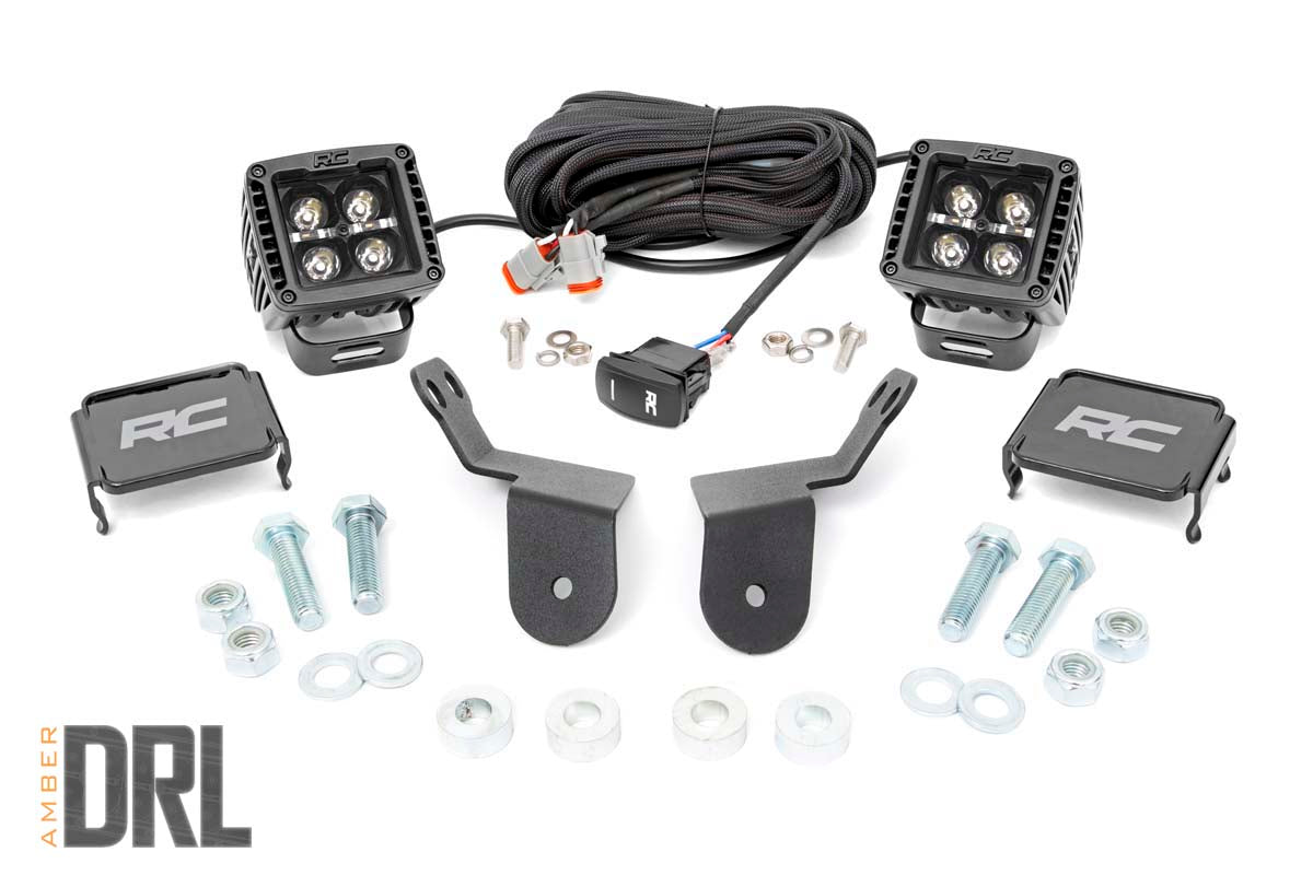LED Light Kit | Cage Mount | 2" Black Pair | Amber DRL | Honda Pioneer 1000 