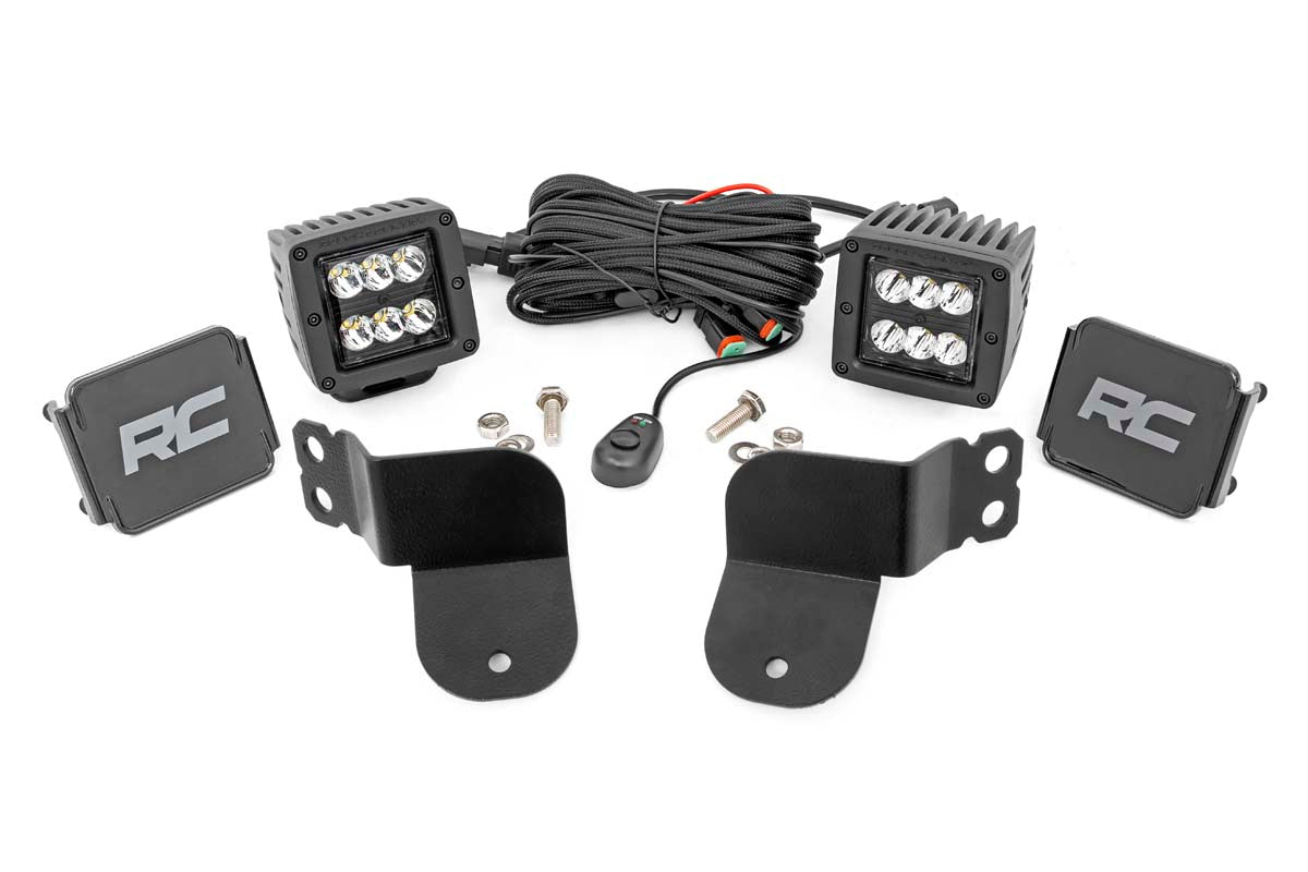 LED Light Kit | Cage Mount | 2" Black Pair | Spot | Polaris General XP 4 1000 