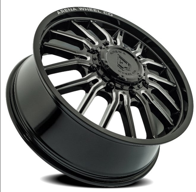 20X8.25 8-200 -202 -3.23 142.24 ARENA DUALLY THUNDER REAR GLOSS BLACK AND MILLED A113208292N20216