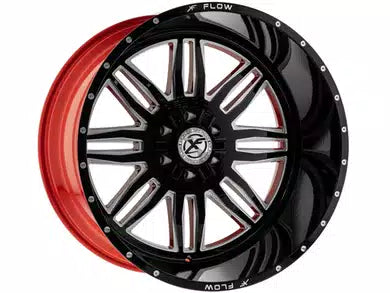 26X12 6-135/6-139.7/6-5.50 -44 106.4 XFX-303261261351397-44GBRWMW GLOSS BLK & MIL W/RED INNER