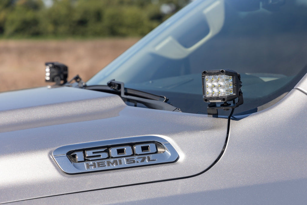 LED Light Kit | Ditch Mount | 2" Black Pair | Amber DRL | Ram 1500 (19-25)