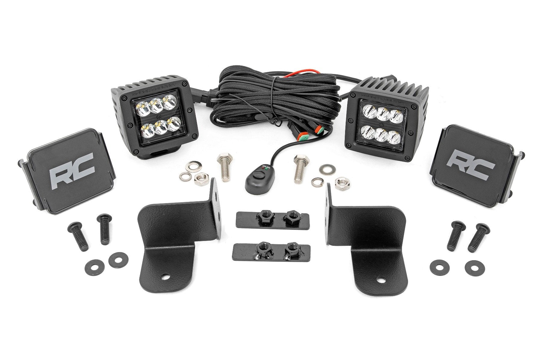 LED Light Kit | Rear Mount | 2" Black Pair | Spot | Polaris Ranger XP 1000 