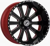 24X12 5-127/5-5.0/5-139.7/5-5.50 -44 CB 78.1 XFX FLOW 302 GLOSS BLK & MILL W/RED INNERXFX-N-N3022412