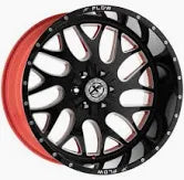 26X12 5127/5-5.00/5-139.7/5-5.50 -44 78.1 XFX-N-301261251271397-44GBRWMW GLOSS BLK & MIL W/RED INNER