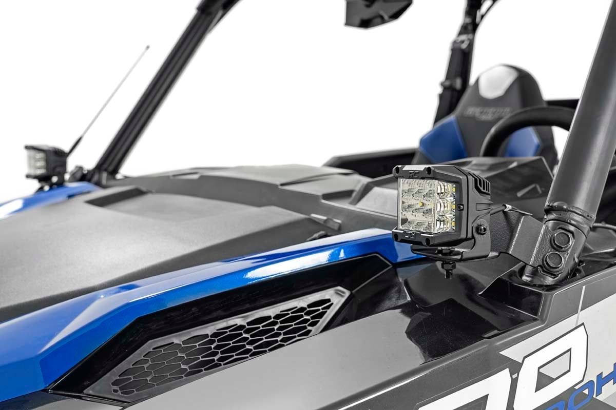LED Light Kit | Cage Mount | 2" Black Pair | White DRL | Polaris General XP 4 1000 